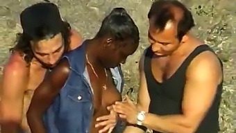 Exploited African Beauty Enjoys A Threesome With Two White Men