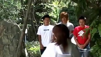 Av Idolz Presents A Cute Japanese Teen Giving A Blowjob To Three Men