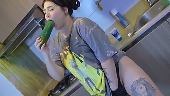 Sensual Solo Session With A Big Cucumber And Big Tits