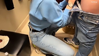 A Real Creampie In The Dressing Room! Get A Cumshot While Trying On Jeans. Feralberryy