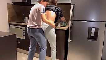 Aroused Wife Has Passionate Sex In The Kitchen While Waiting For Her Stepmom
