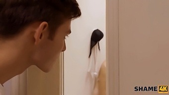 A Young Man Joins An Older Blonde Woman In The Shower And Engages In Sexual Activity With Her, Resulting In Feelings Of Guilt